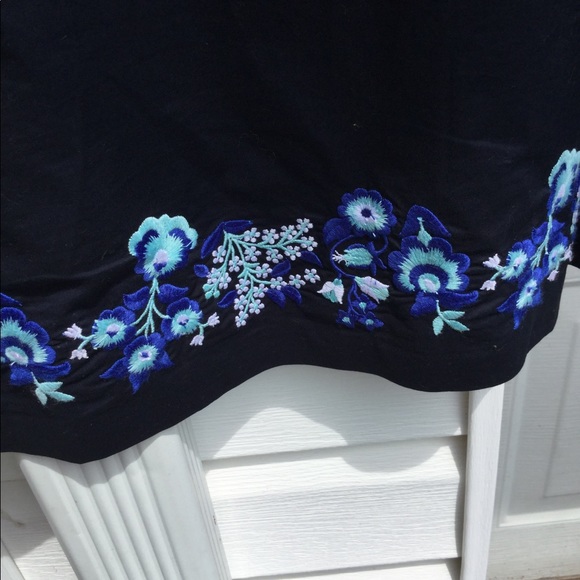 NWT Talbots Navy Ruffle Dress Embroidery At Hem - Picture 3 of 5